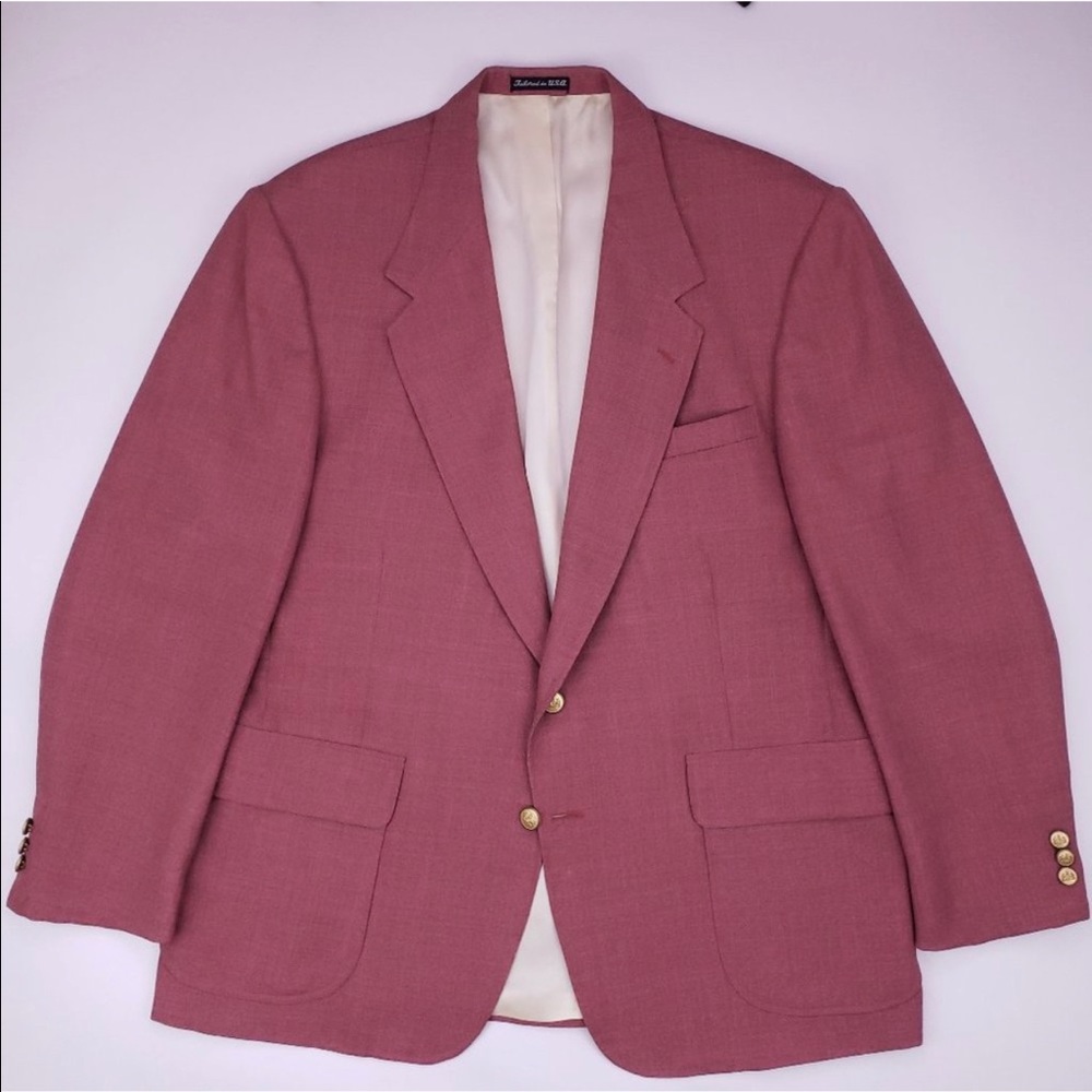 Light Red Stafford Blazer 46R Mens 2 Button Gold T